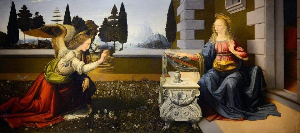 L'arcangelo Gabriele annuncia la nascita di Gesù a Maria.